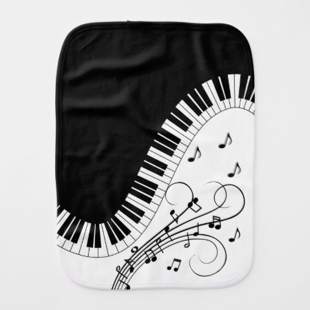 Piano Keyboard Black and White Music Design Baby B Baby Burp Cloth
