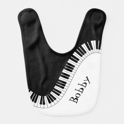 Piano Keyboard Black and White Music Design Baby Bib