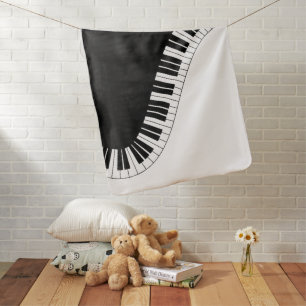 Piano Keyboard Black and White Music Design Baby Blanket