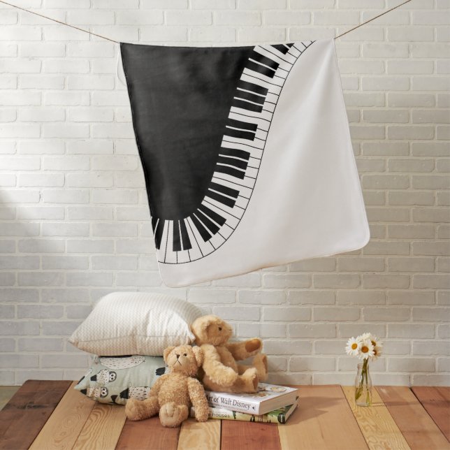 Piano Keyboard Black and White Music Design Baby Blanket (In Situ)
