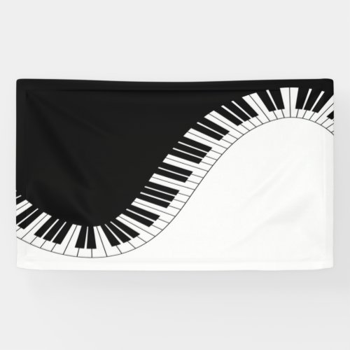 Piano Keyboard Black and White Music Design Banner