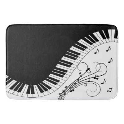 Piano Keyboard Black and White Music Design Bath M Bath Mat