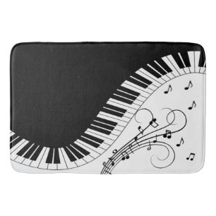 Piano Keyboard Black and White Music Design Bath M Mat
