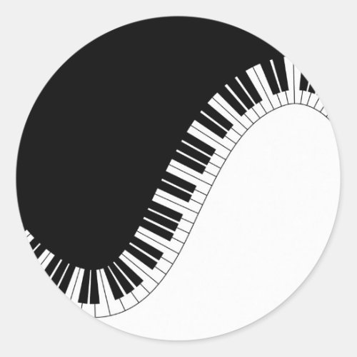 Piano Keyboard Black and White Music Design Classic Round Sticker