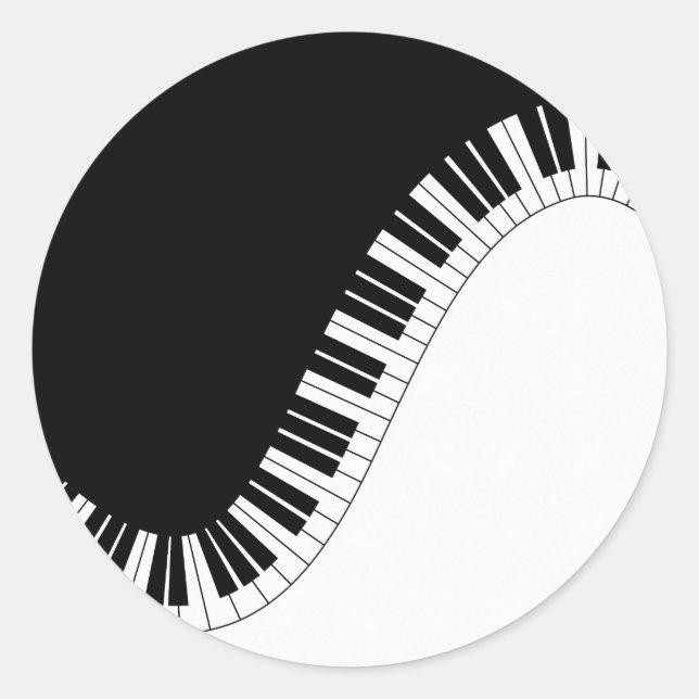 Piano Keyboard Black and White Music Design Classic Round Sticker (Front)