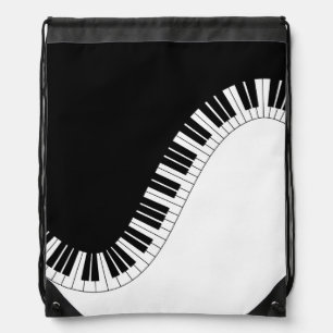Piano Keyboard Black and White Music Design Drawstring Bag