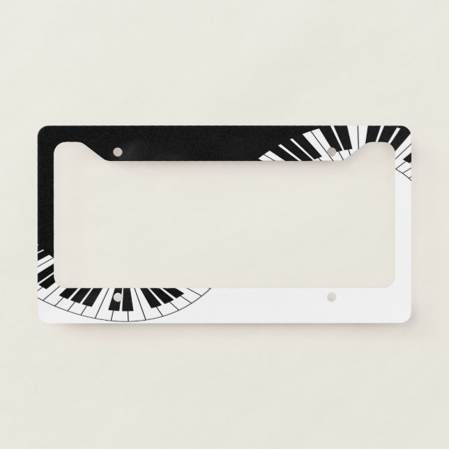Piano Keyboard Black and White Music Design License Plate Frame (Front)