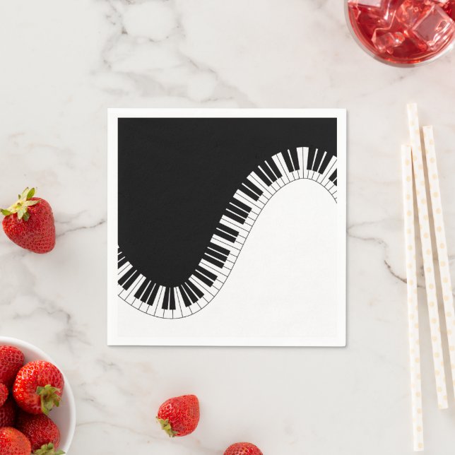 Piano Keyboard Black and White Music Design Napkins (Insitu)