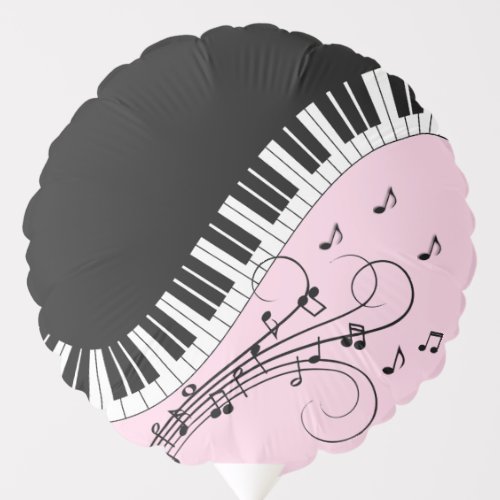 Piano Keyboard Black and White Music Design Pink Balloon