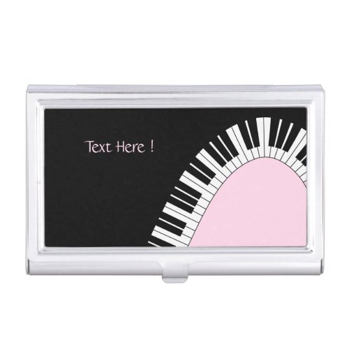 Piano Keyboard Black and White Music Design Pink Business Card Case