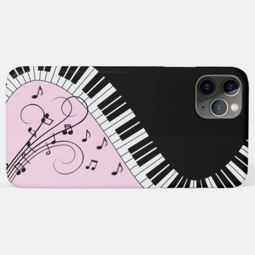 Piano Keyboard Black and White Music Design Pink iPhone 11 Pro Max Case