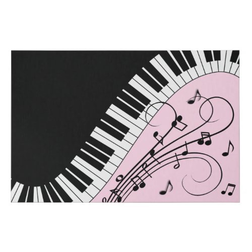 Piano Keyboard Black and White Music Design Pink Faux Canvas Print