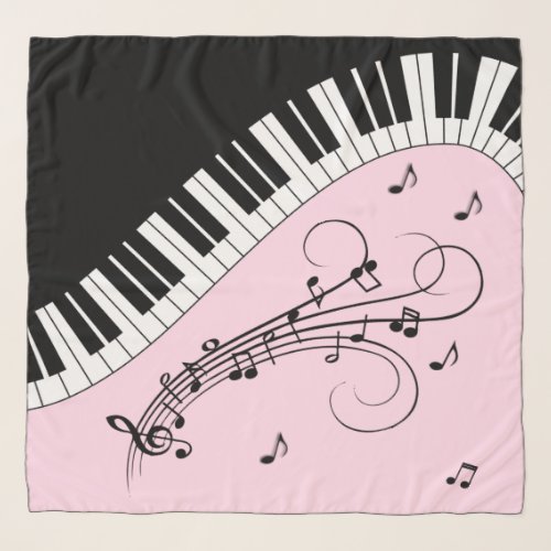 Piano Keyboard Black and White Music Design Pink Scarf