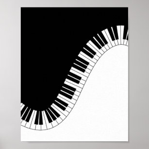 Piano Keyboard Black and White Music Design Poster