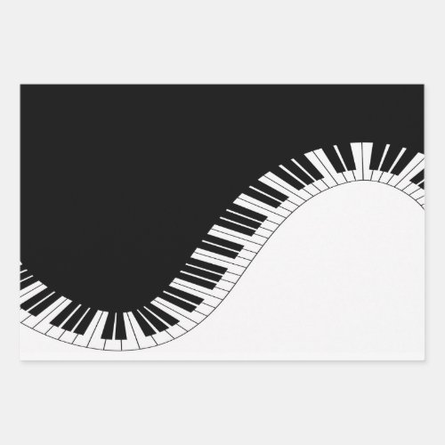 Piano Keyboard Black and White Music Design  Tote  Wrapping Paper Sheets