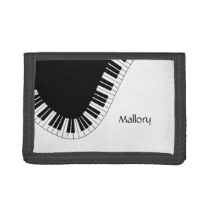 Piano Keyboard Black and White Music Design Tri-fold Wallet