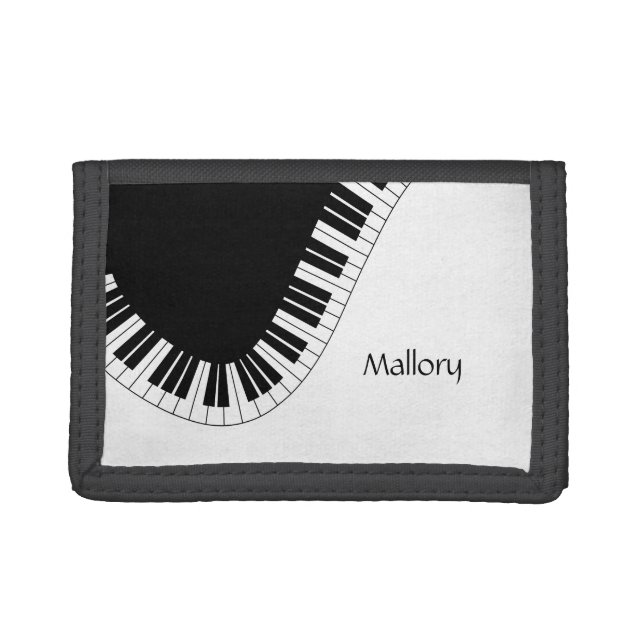Piano Keyboard Black and White Music Design Trifold Wallet (Front)