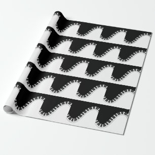 Piano Keyboard Black and White Music Design Wrapping Paper