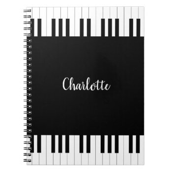 Piano Keyboard  Black And White Notebook by AZ_DESIGN at Zazzle