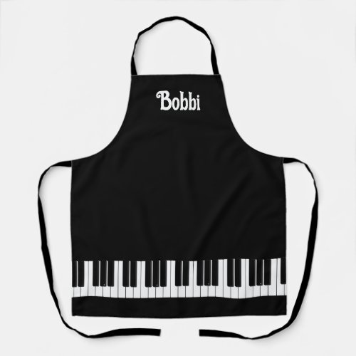Piano Keyboard Black and White Personalized Apron