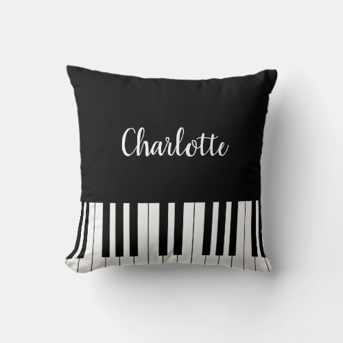 Piano Keyboard Black and White Pillow