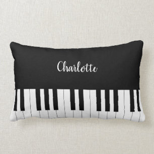 Piano Keyboard, Black and White Pillow  Design