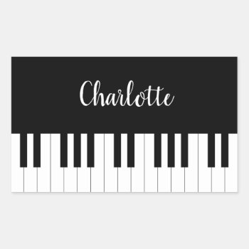 Piano Keyboard  Black And White Rectangle Sticker by AZ_DESIGN at Zazzle