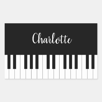 Piano Keyboard, Black and White Rectangle Sticker