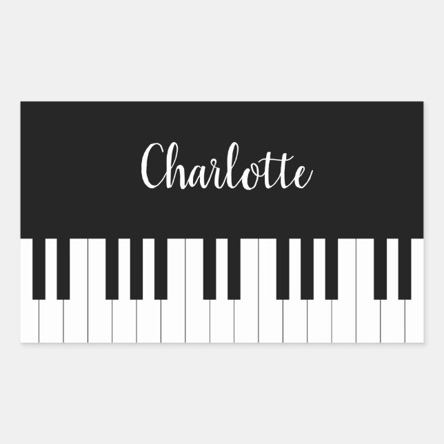 Piano Keyboard, Black and White Rectangle Sticker (Front)