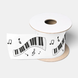 Piano keyboard black and white satin ribbon