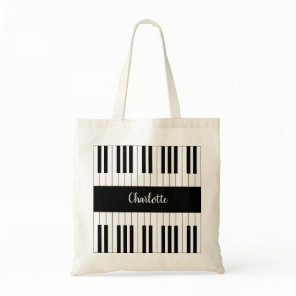 Piano Keyboard Black and White Tote Bag