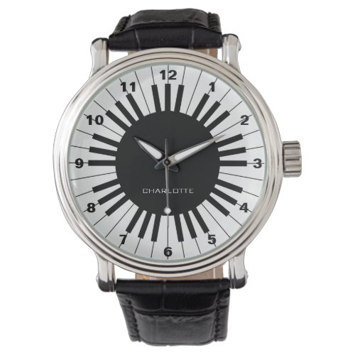 Piano Keyboard, Black and White Watch