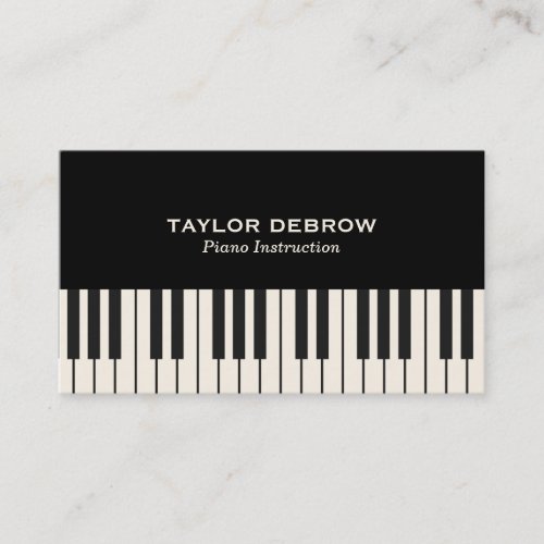Piano Keyboard Black  White Modern Sophisticated Business Card