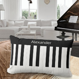 Piano Keyboard Black White Musical Instrument Lumbar Pillow