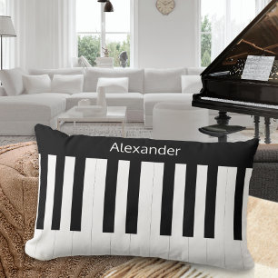 Piano Keyboard Black White Musical Instrument Lumbar Pillow