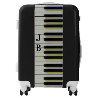Piano Keyboard Black White Personalized Initials Luggage