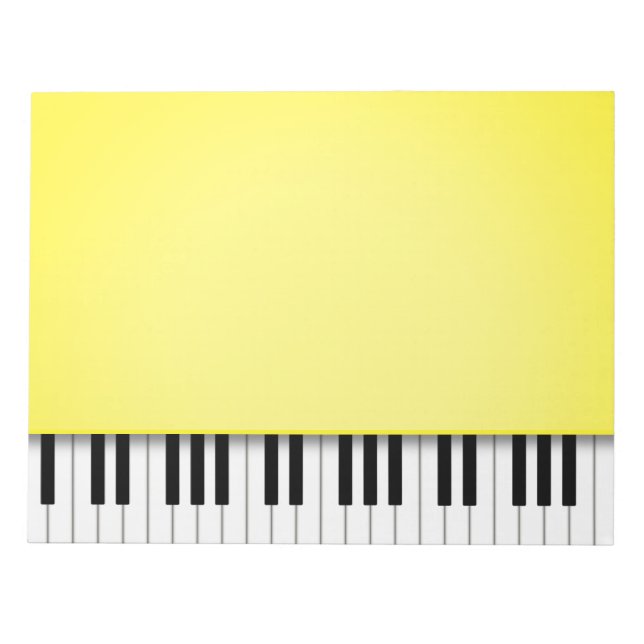 Piano Keyboard Bright Yellow 8.5x11 Music Notepad (Front)