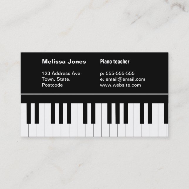 Piano keyboard business card (Front)