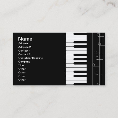 Piano keyboard business card template