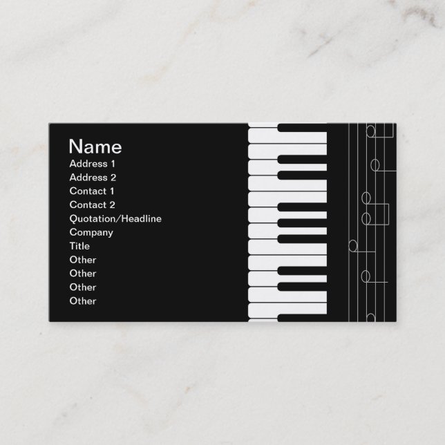 Piano keyboard business card (Front)