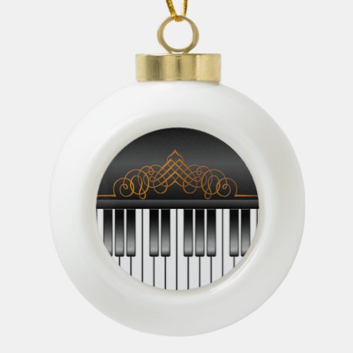 Piano Keyboard Ceramic Ball Christmas Ornament