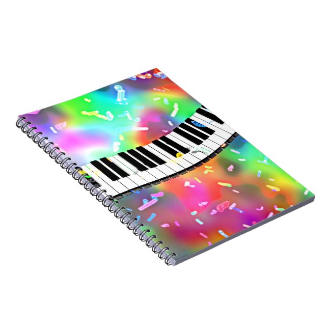 Piano Keyboard colorful music theme, Notebook (Right Side)