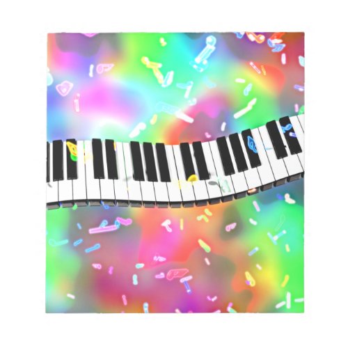 Piano Keyboard colorful music theme Notepad