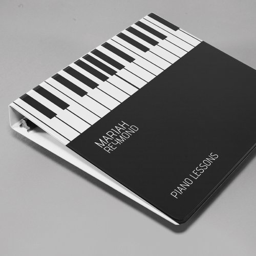 Piano Keyboard Custom blk 3 Ring Binder