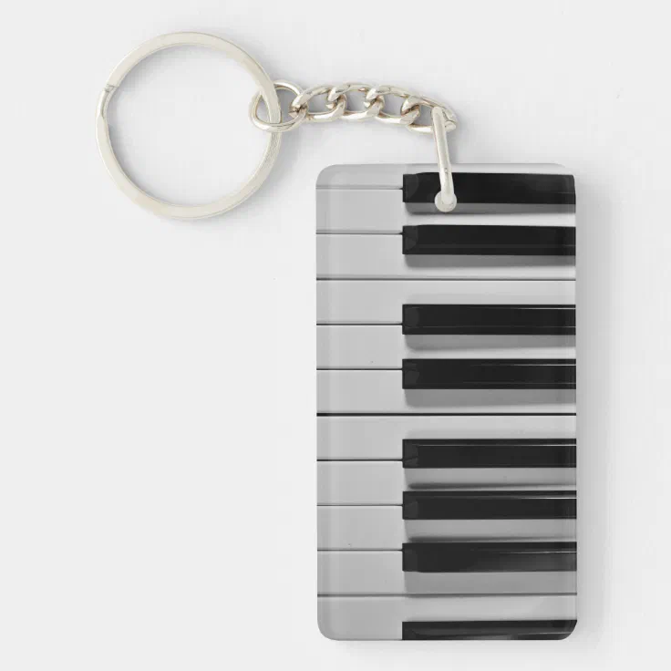 1 lanyard key chain black white PIANO KEYBOARD 