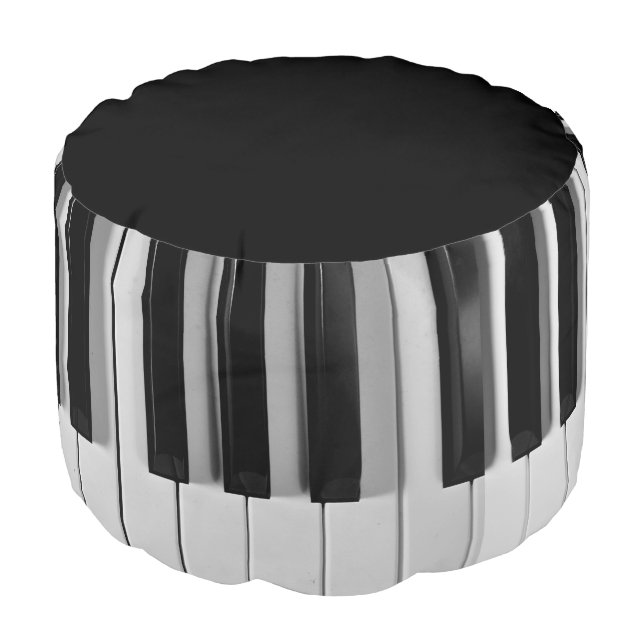 Piano Keyboard Custom Round Pouf (Angled Front)