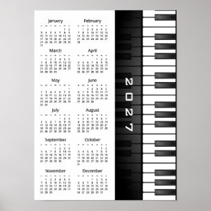 Piano Keyboard Design 2027 Wall Calendar Poster