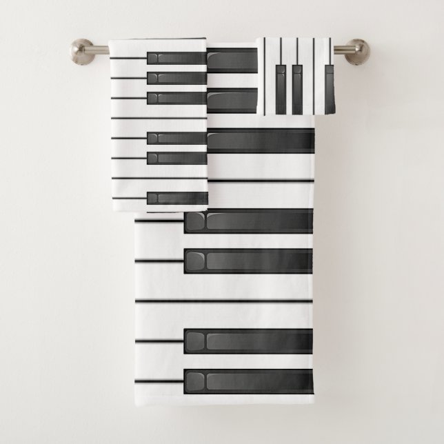 Piano Keyboard Design Bath Towel Set (Insitu)