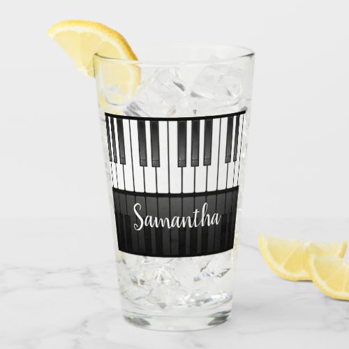 Piano Keyboard Design Drinking Glass