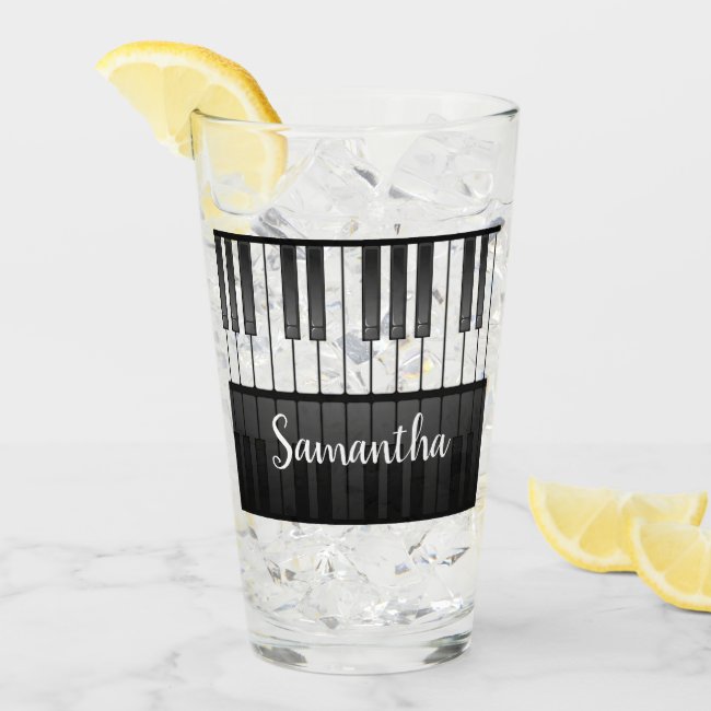 Piano Keyboard Design Drinking Glass